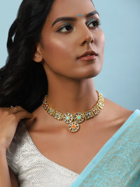 Thumbnail for Gold-Plated White Studded Necklace - Ruby Raang - Distacart