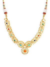 Thumbnail for Gold-Plated White Studded Necklace - Ruby Raang - Distacart