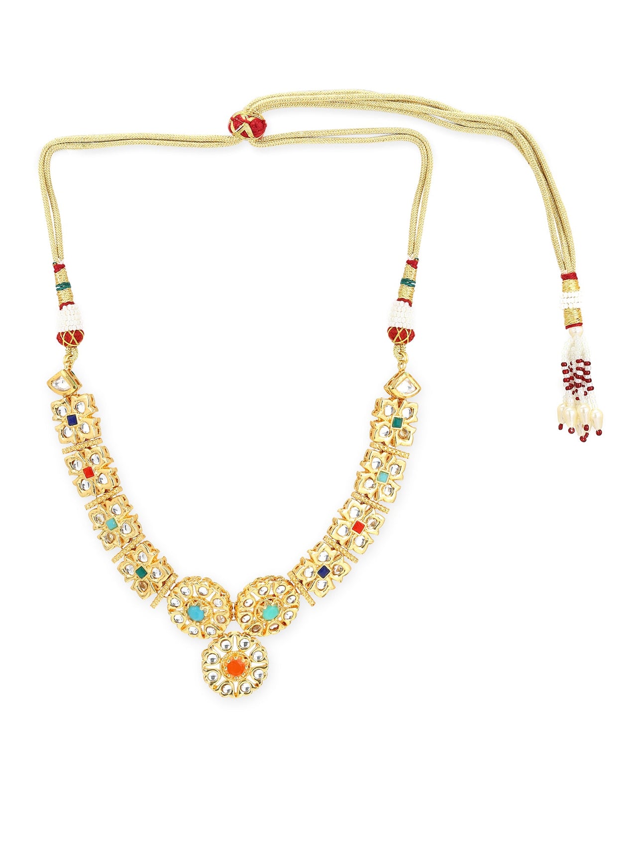 Gold-Plated White Studded Necklace - Ruby Raang - Distacart