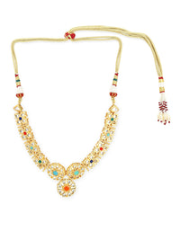 Thumbnail for Gold-Plated White Studded Necklace - Ruby Raang - Distacart