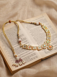 Thumbnail for Gold-Plated White Studded Necklace - Ruby Raang - Distacart