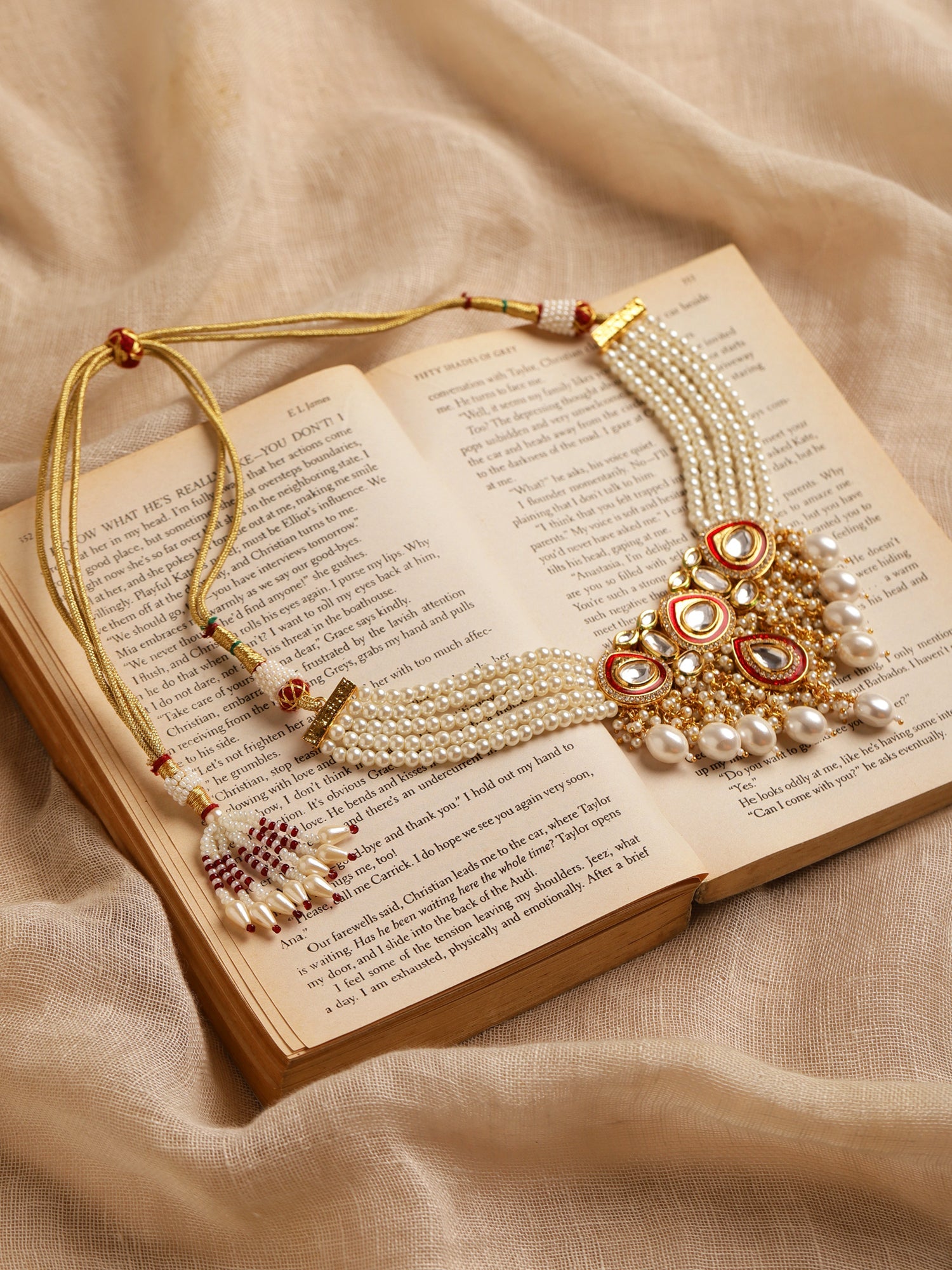 White Brass Gold-Plated Necklace - Ruby Raang - Distacart