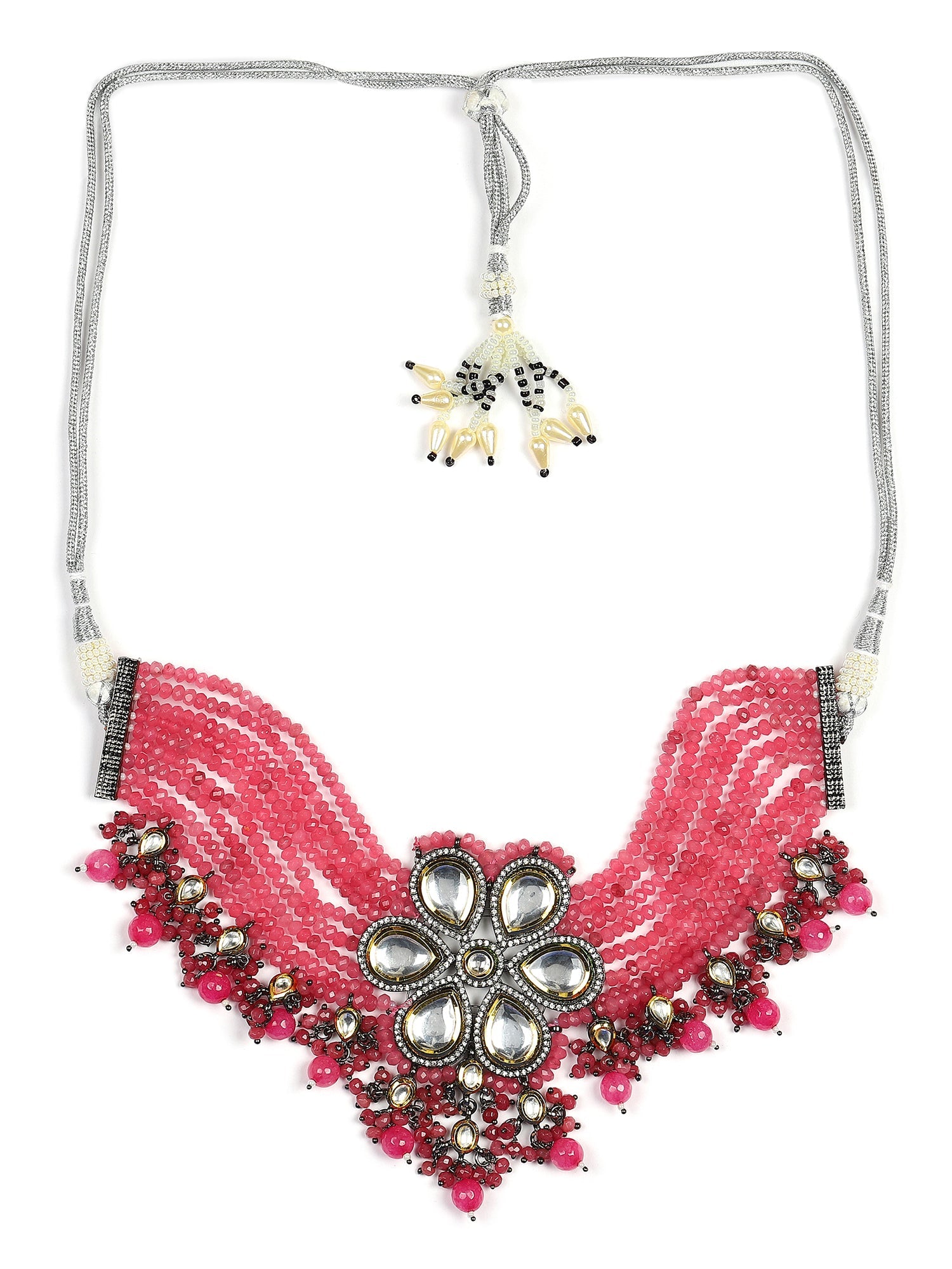 Pink Brass Silver-Plated Necklace - Ruby Raang - Distacart
