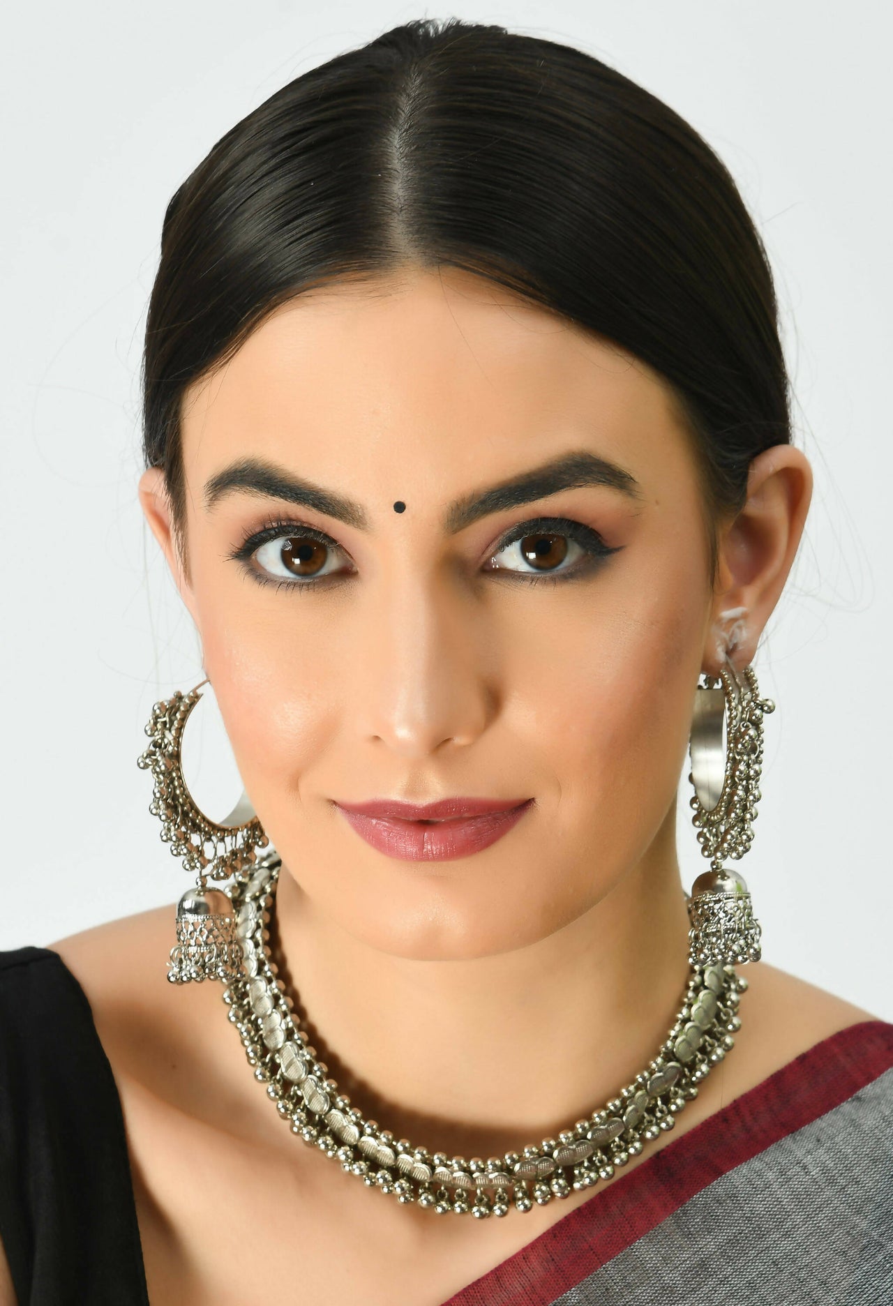Mominos Fashion Johar Kamal Oxidised Silver-Plated Heart Design Necklace Choker Set For Women - Distacart