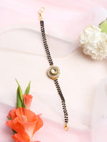 Thumbnail for Women's Black Gold-Plated Kundan Mangalsutra Bracelet - Ruby Raang - Distacart