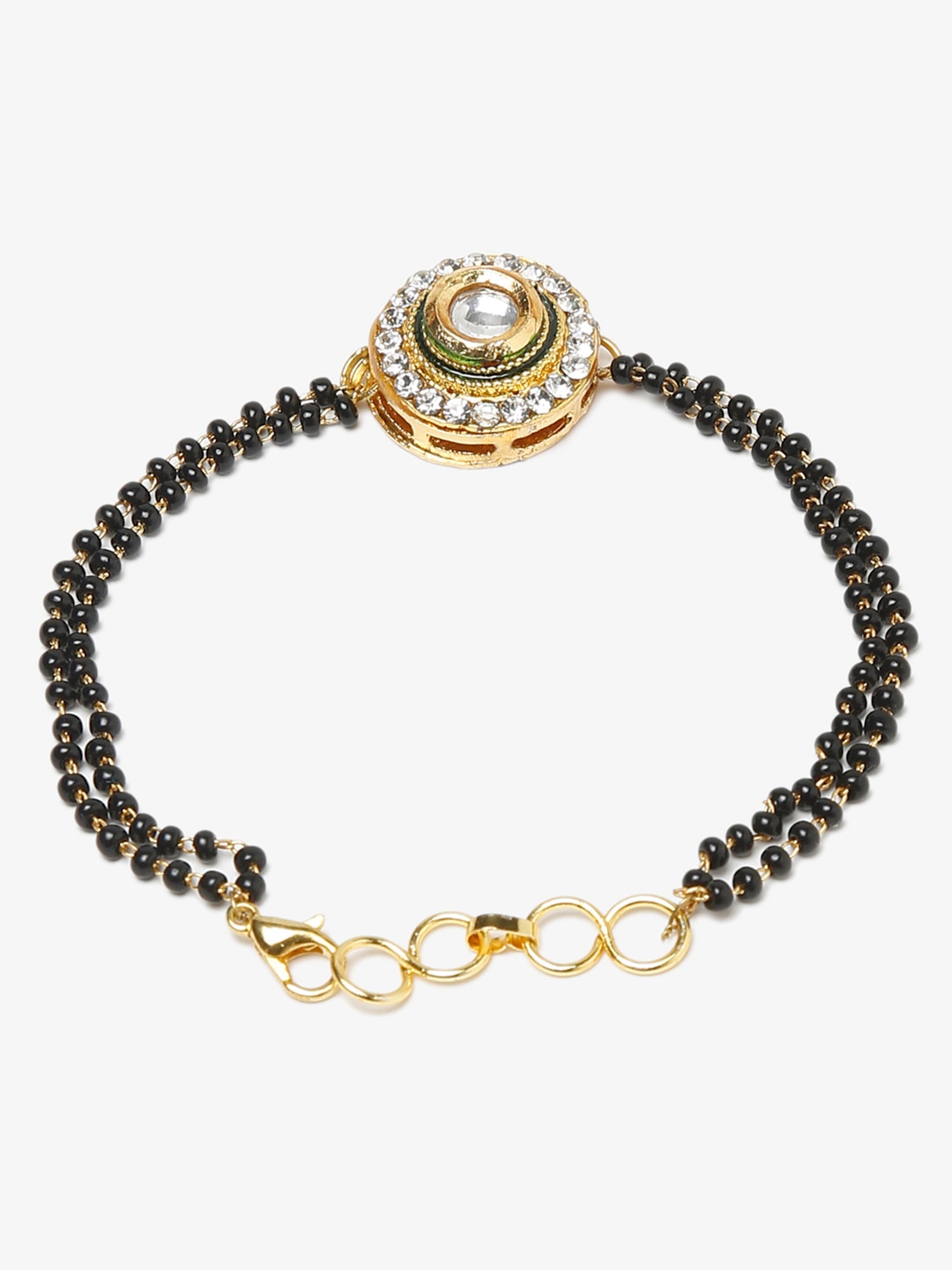 Women's Black Gold-Plated Kundan Mangalsutra Bracelet - Ruby Raang - Distacart