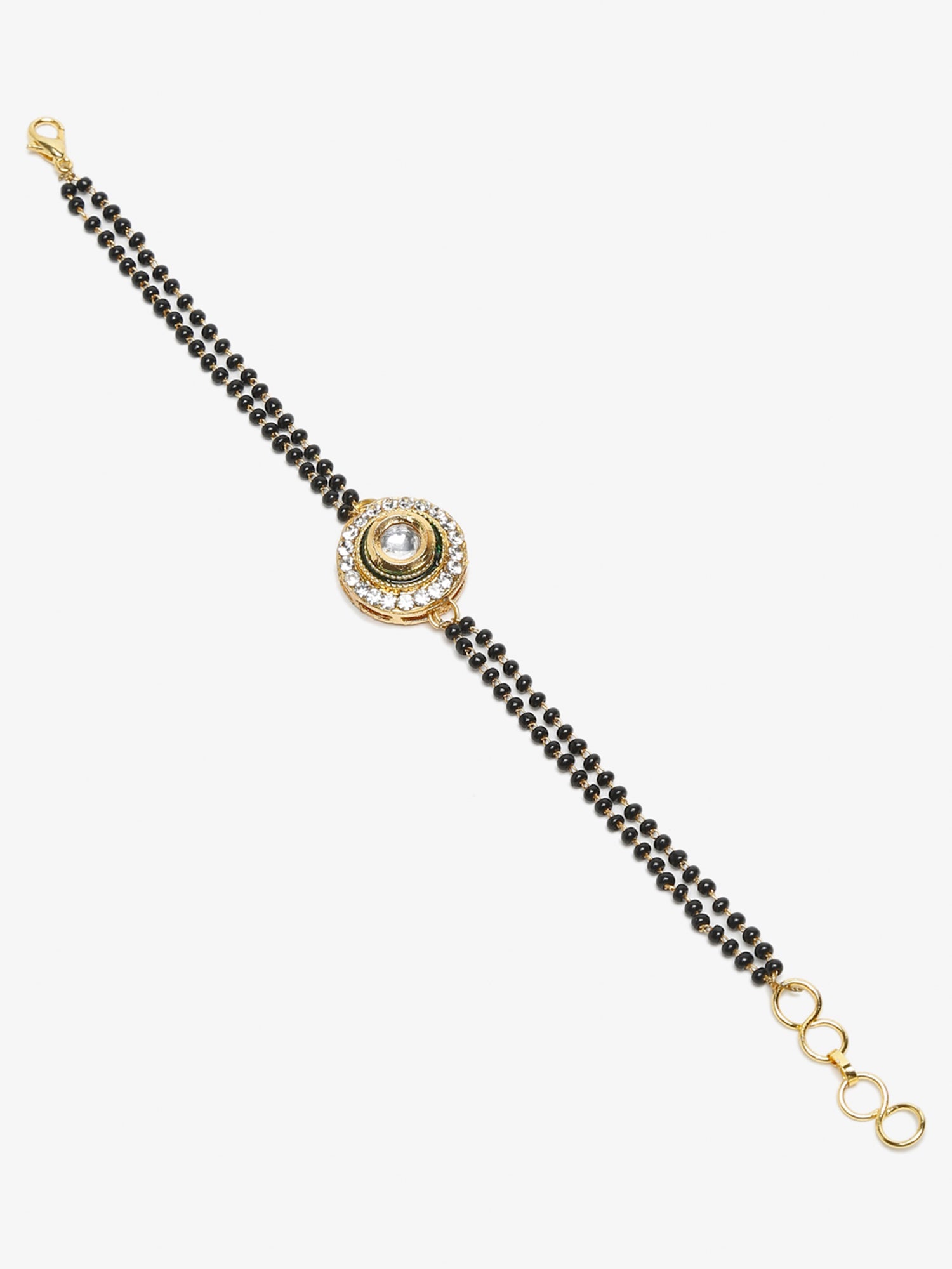 Women's Black Gold-Plated Kundan Mangalsutra Bracelet - Ruby Raang - Distacart