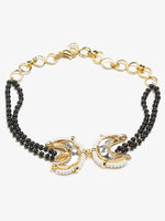 Thumbnail for Black Gold-Toned Kundan Bracelet Mangalsutra - Ruby Raang - Distacart