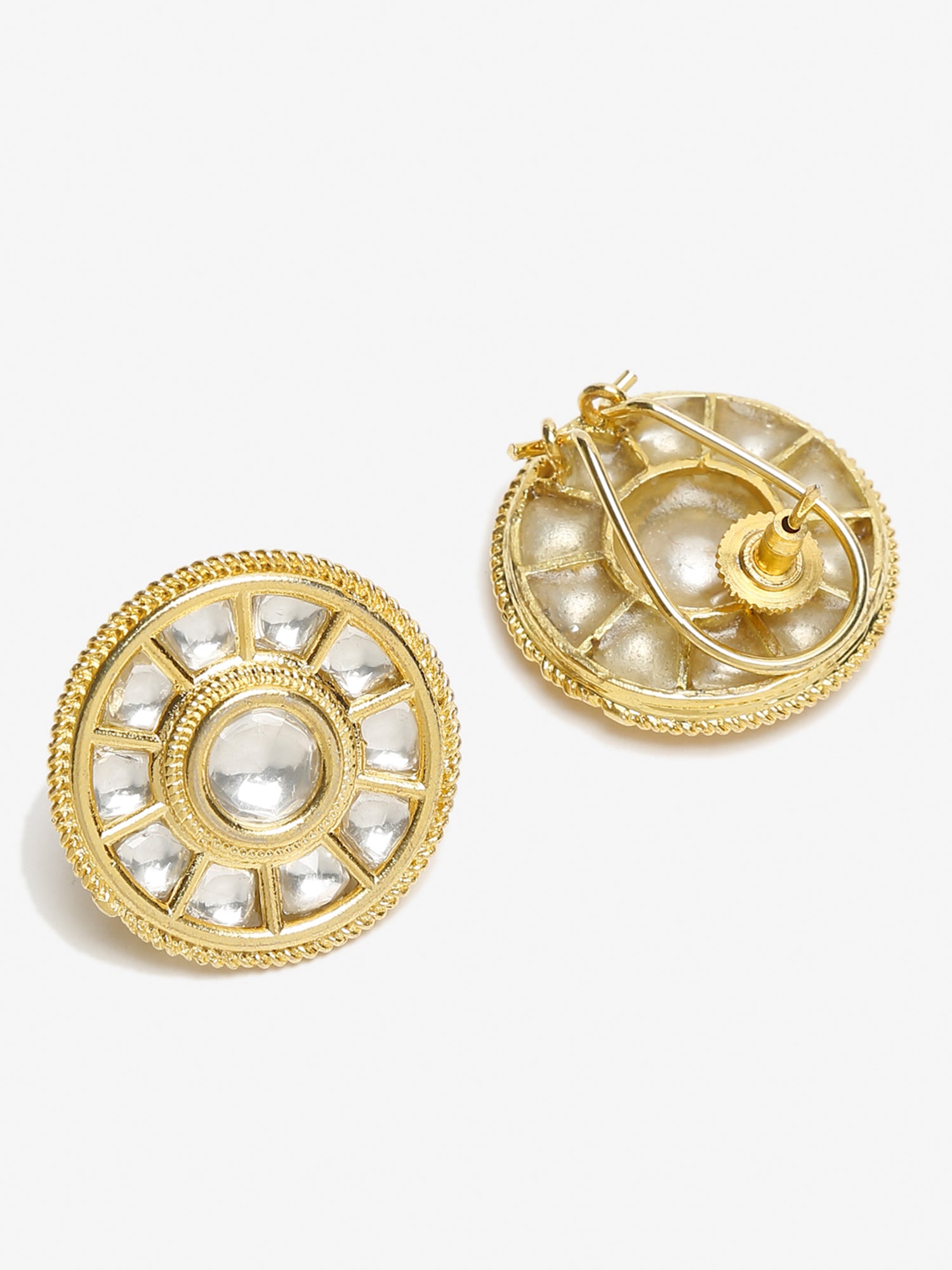 Gold-Toned Contemporary Studs Earrings - Ruby Raang - Distacart