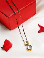 Thumbnail for Black Gold-Toned Beads Kundan Studded Mangalsutra - Ruby Raang - Distacart