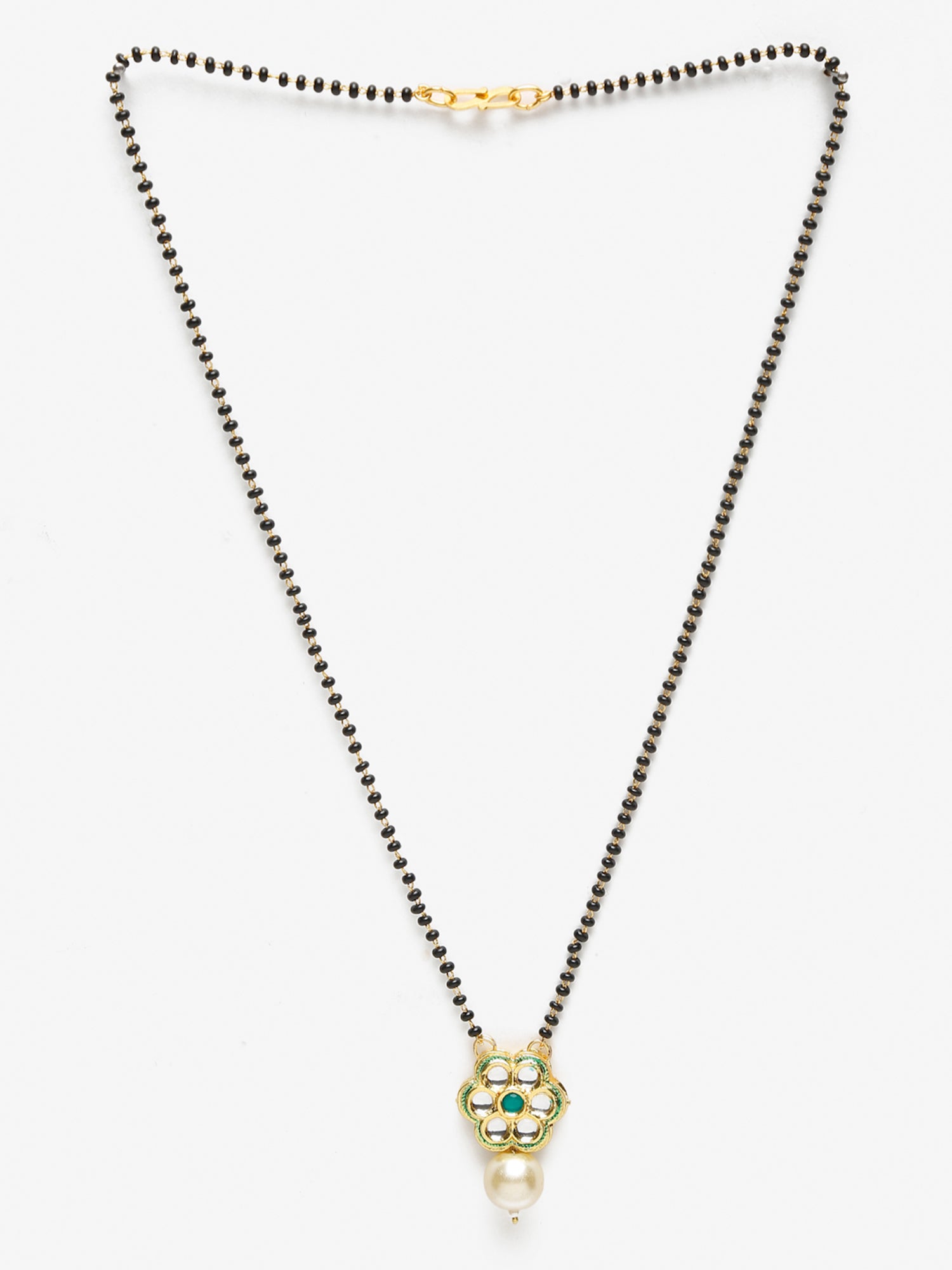 Women's Black Gold Plated Kundan Mangalsutra - Ruby Raang - Distacart