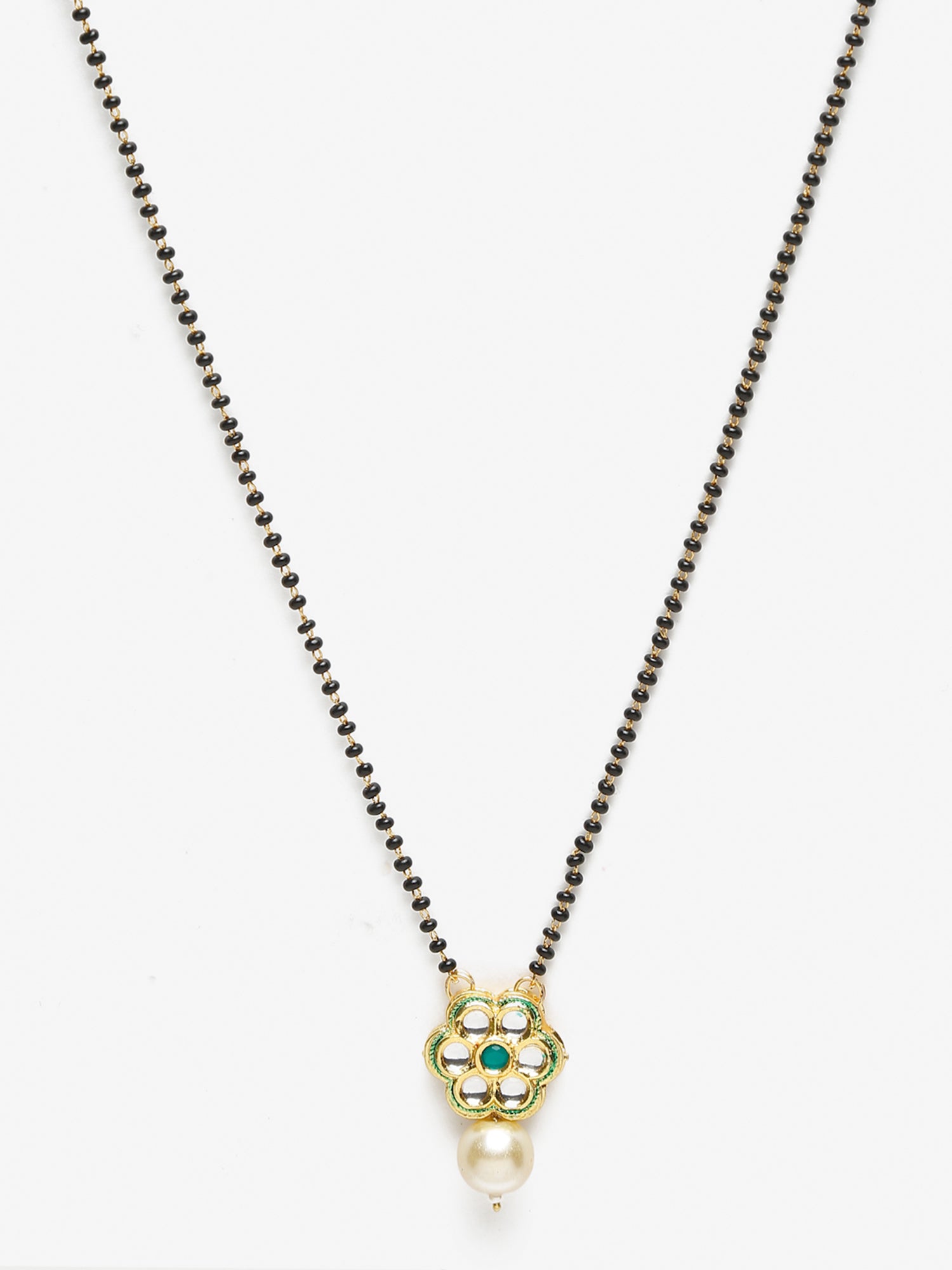 Women's Black Gold Plated Kundan Mangalsutra - Ruby Raang - Distacart
