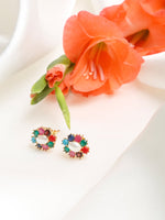 Thumbnail for Multicoloured Gold-Toned Contemporary Studs Earrings - Ruby Raang - Distacart