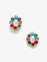 Thumbnail for Multicoloured Gold-Toned Contemporary Studs Earrings - Ruby Raang - Distacart