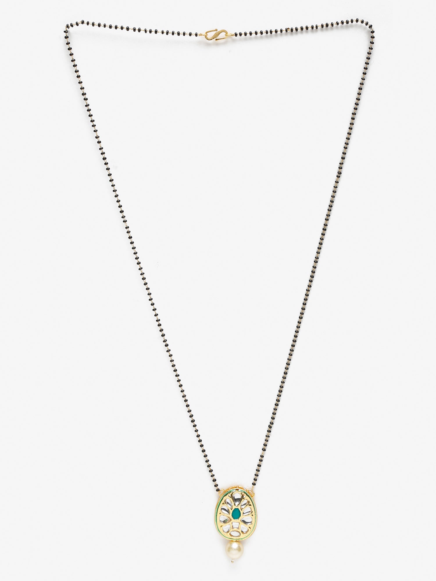 Black Gold-Plated Kundan Mangalsutra - Ruby Raang - Distacart