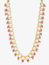 Thumbnail for Gold-Plated Pink Kundan Pearls Studded Necklace - Ruby Raang - Distacart