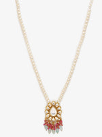 Thumbnail for Gold-Toned Pink Gold-Plated Handcrafted Necklace - Ruby Raang - Distacart
