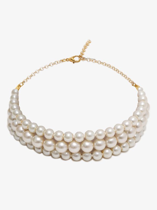 Gold-Toned White Gold-Plated Handcrafted Necklace - Ruby Raang - Distacart