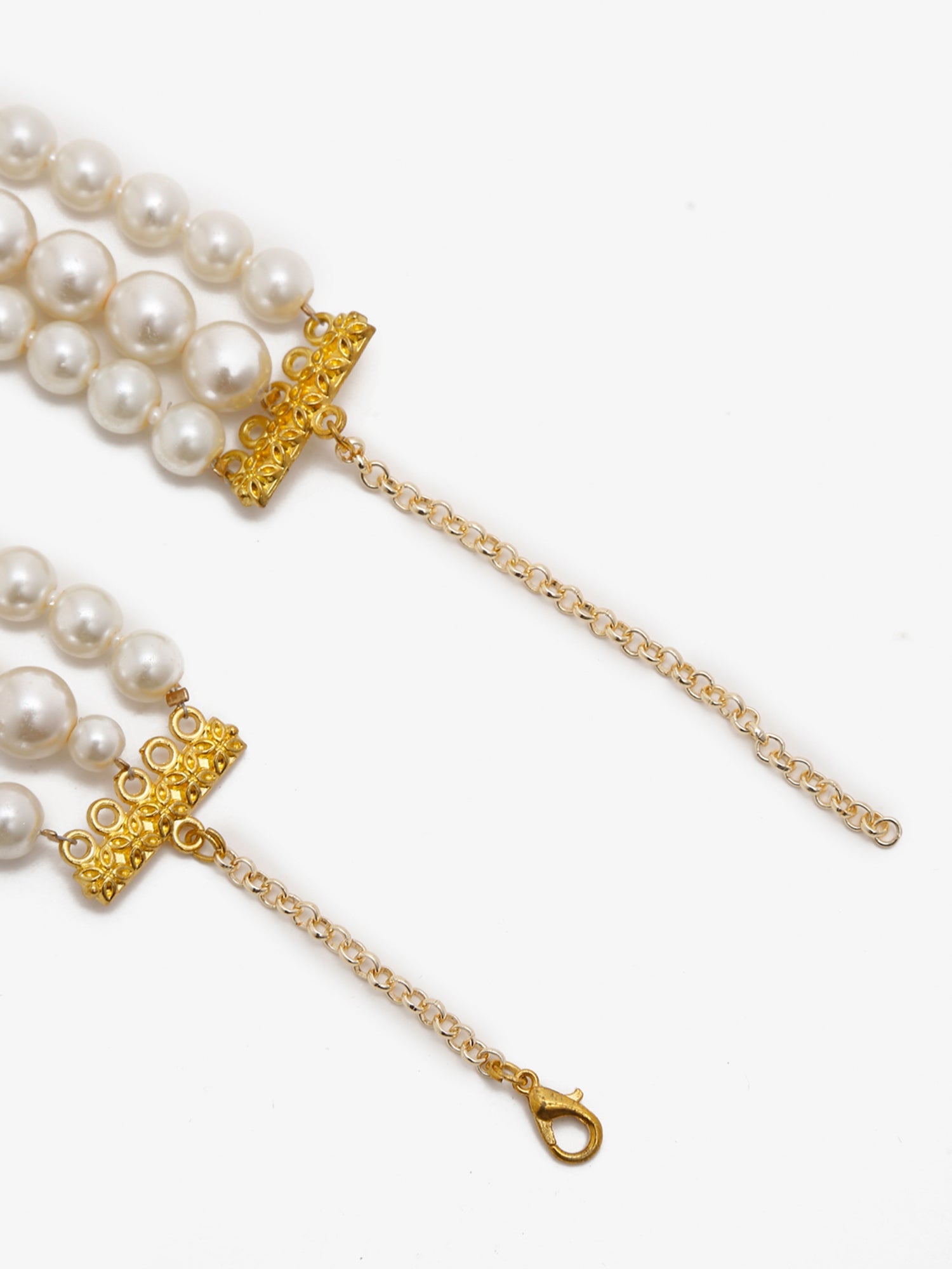 Gold-Toned White Gold-Plated Handcrafted Necklace - Ruby Raang - Distacart