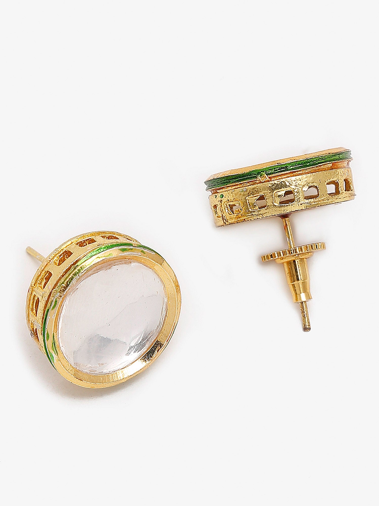 Gold-Plated White Kundan Stone Studded Handcrafted Jewellery Set - Ruby Raang - Distacart