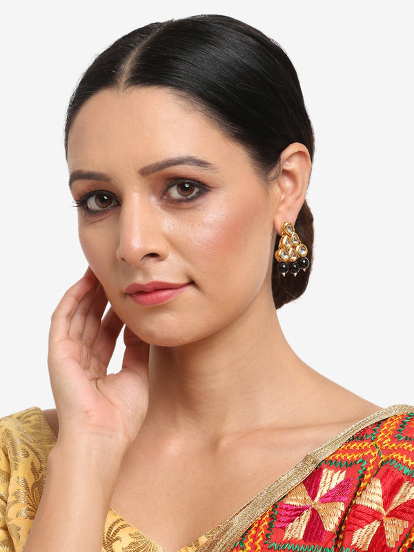 Black Contemporary Drop Earrings - Ruby Raang - Distacart