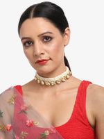 Thumbnail for Gold-Toned White Gold-Plated Handcrafted Necklace - Ruby Raang - Distacart