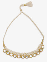 Thumbnail for Gold-Toned White Gold-Plated Handcrafted Necklace - Ruby Raang - Distacart