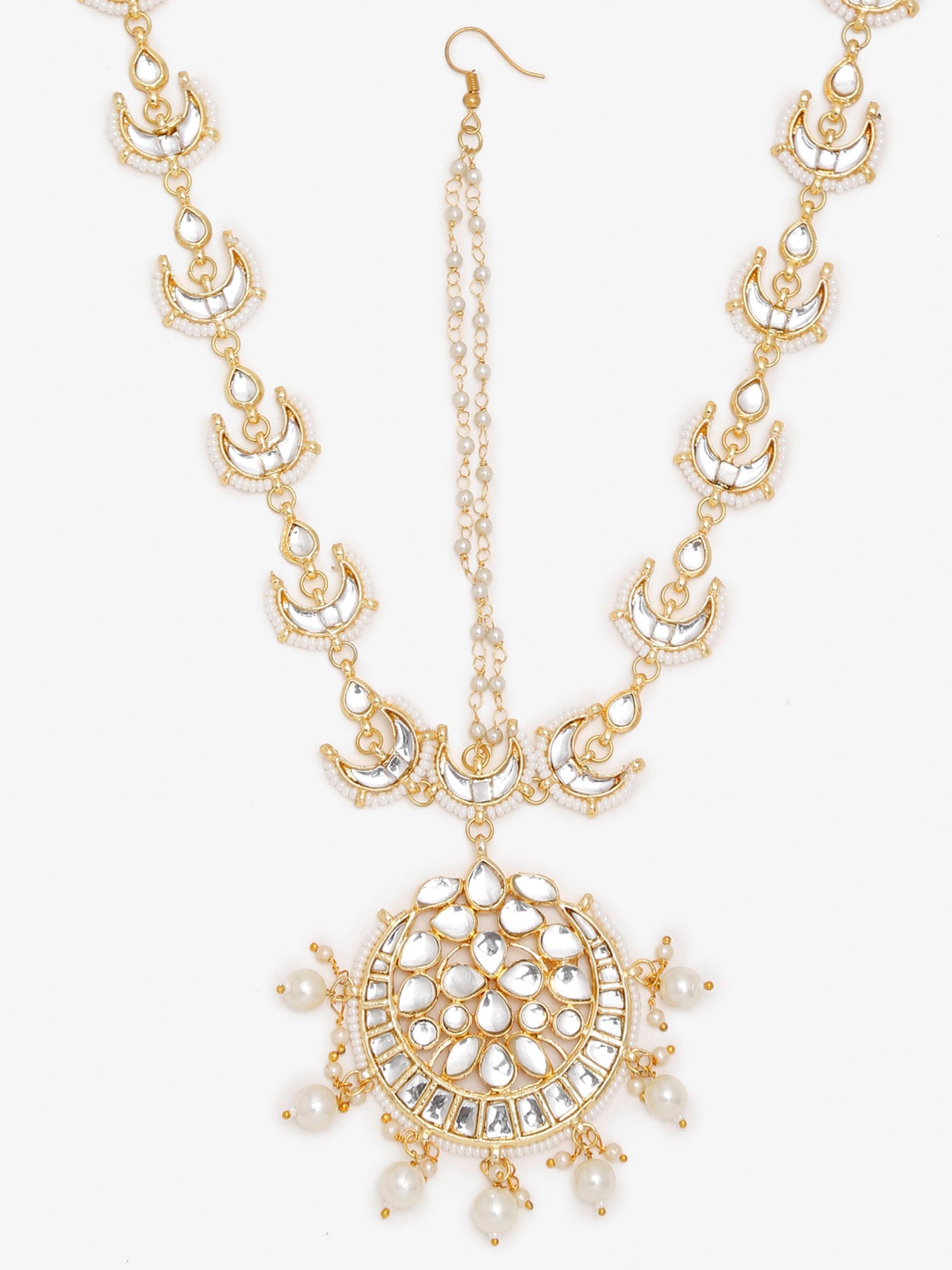 Gold-Plated White Kundan Matha Patti - Ruby Raang - Distacart