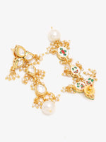 Thumbnail for Gold-Plated White Kundan Stone Studded Jewellery Set - Ruby Raang - Distacart