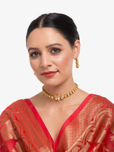 Women's Choker With Earrings - Ruby Raang - Distacart