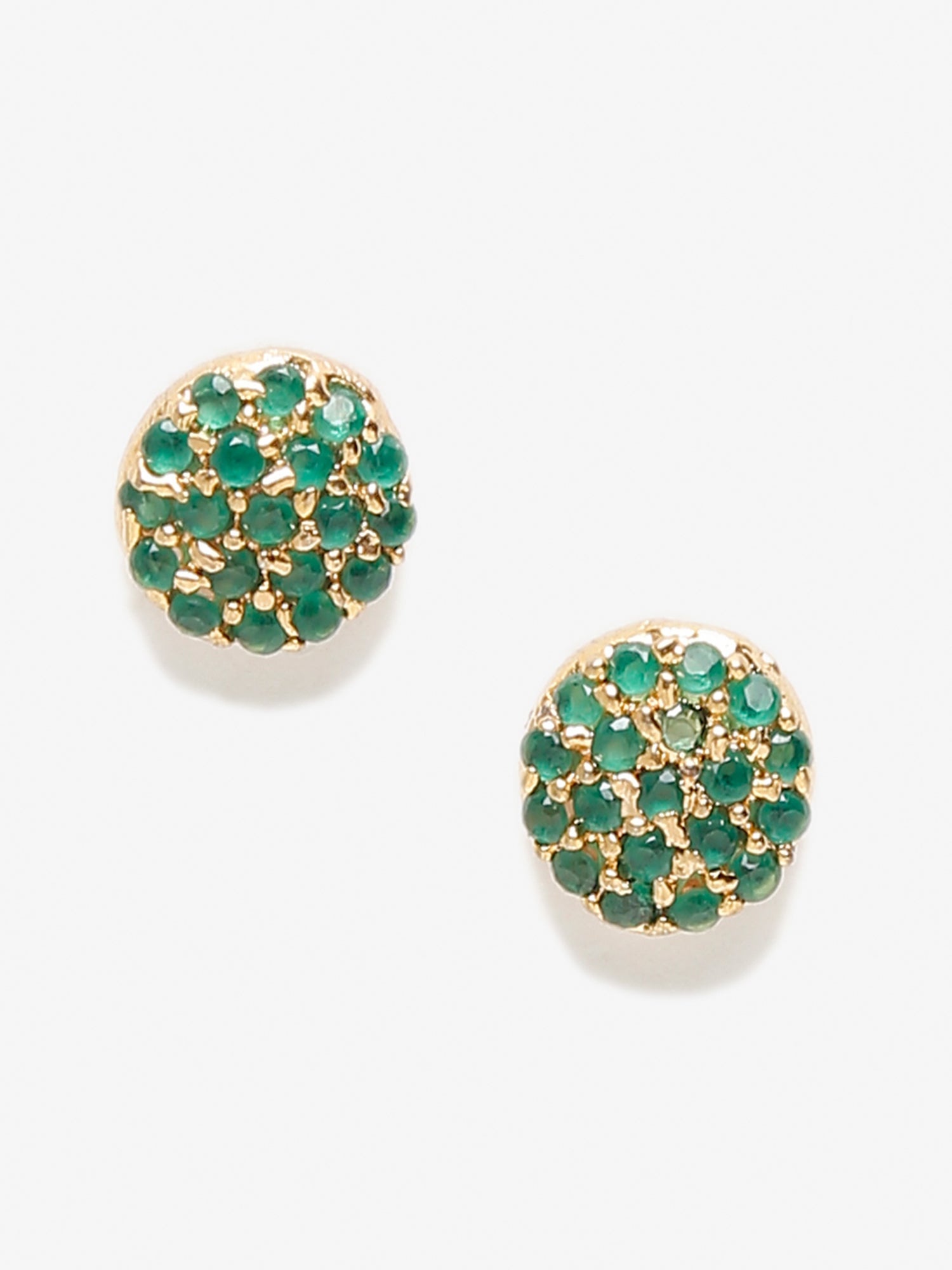 Green Gold-Toned Contemporary Studs Earrings - Ruby Raang - Distacart