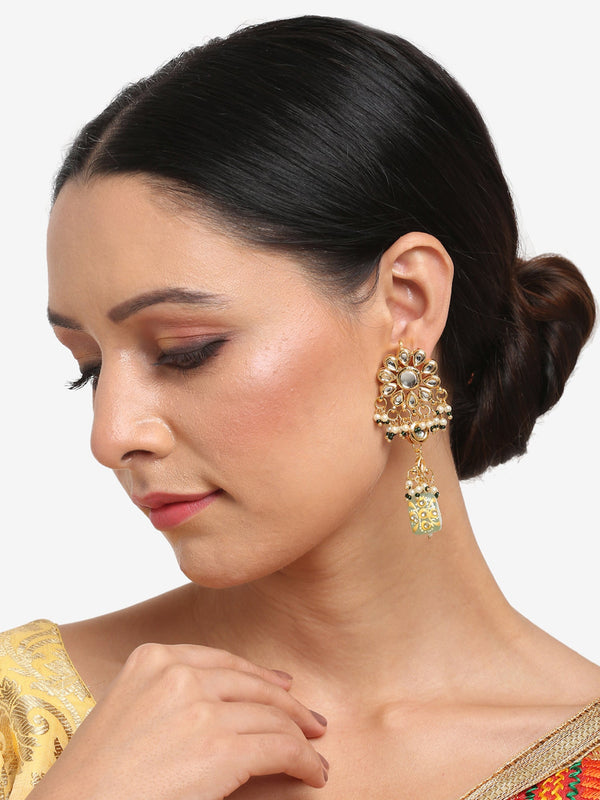 Gold-Toned Contemporary Drop Earrings - Ruby Raang - Distacart