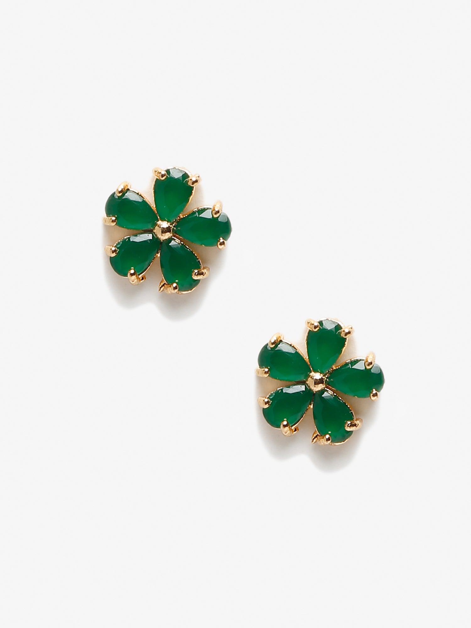 Green Contemporary Studs Earrings - Ruby Raang - Distacart