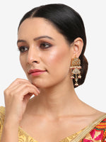 Thumbnail for Gold-Toned Contemporary Chandbalis Earrings - Ruby Raang - Distacart