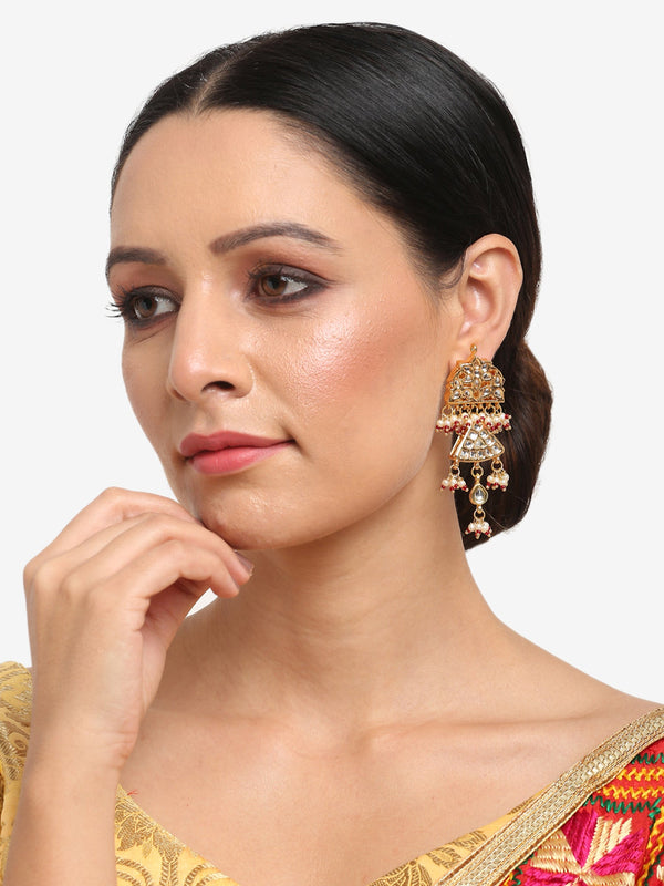 Gold-Toned Contemporary Chandbalis Earrings - Ruby Raang - Distacart