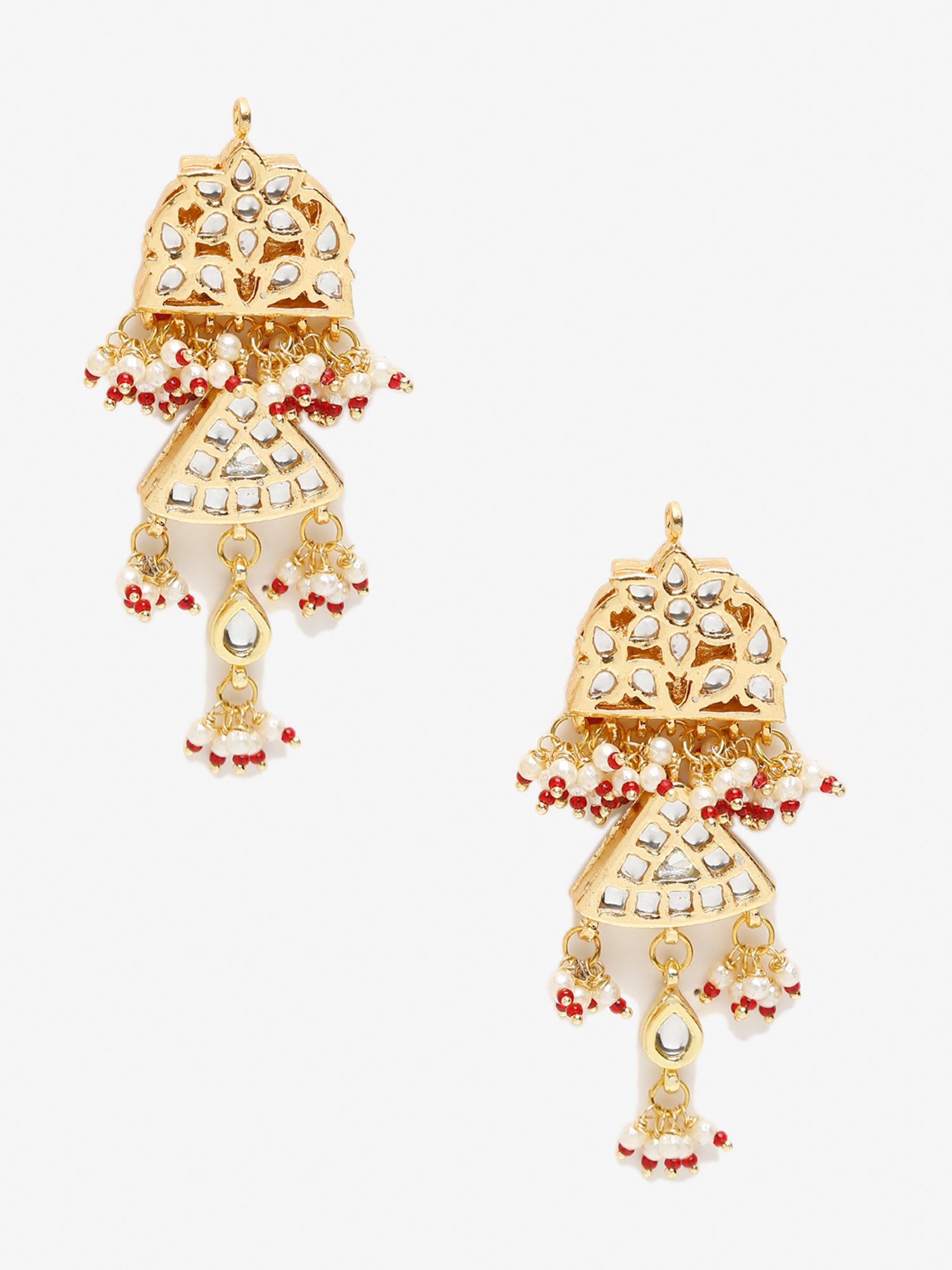 Gold-Toned Contemporary Chandbalis Earrings - Ruby Raang - Distacart