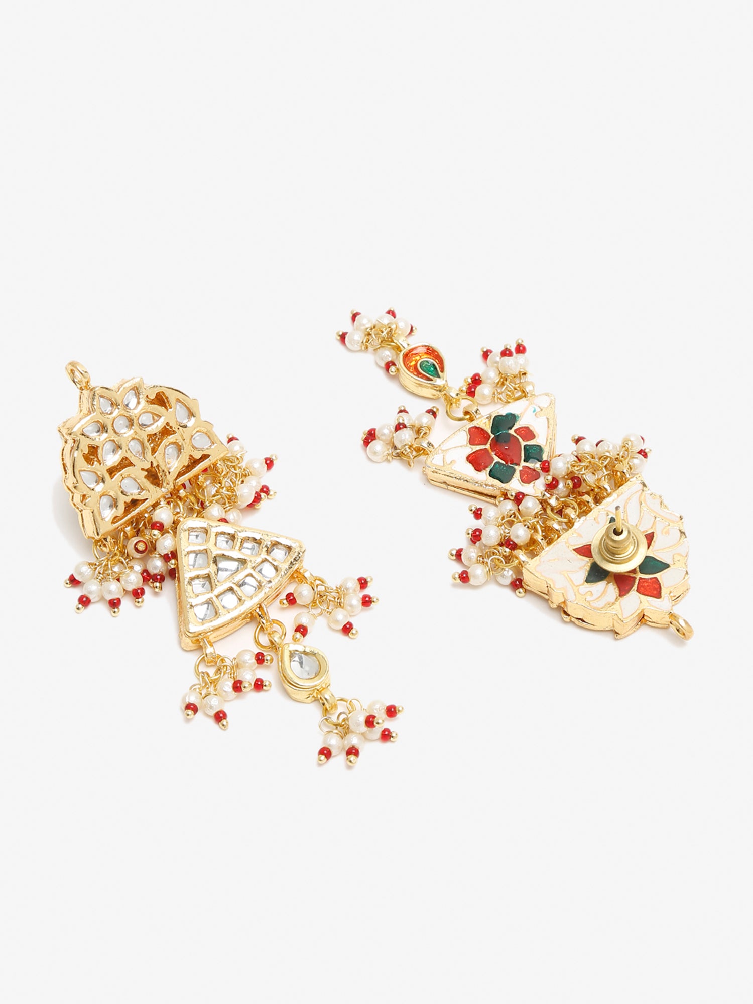 Gold-Toned Contemporary Chandbalis Earrings - Ruby Raang - Distacart