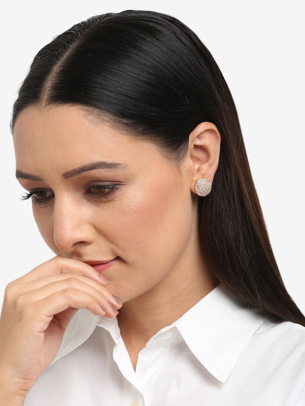 Rose Gold Contemporary Studs Earrings - Ruby Raang - Distacart