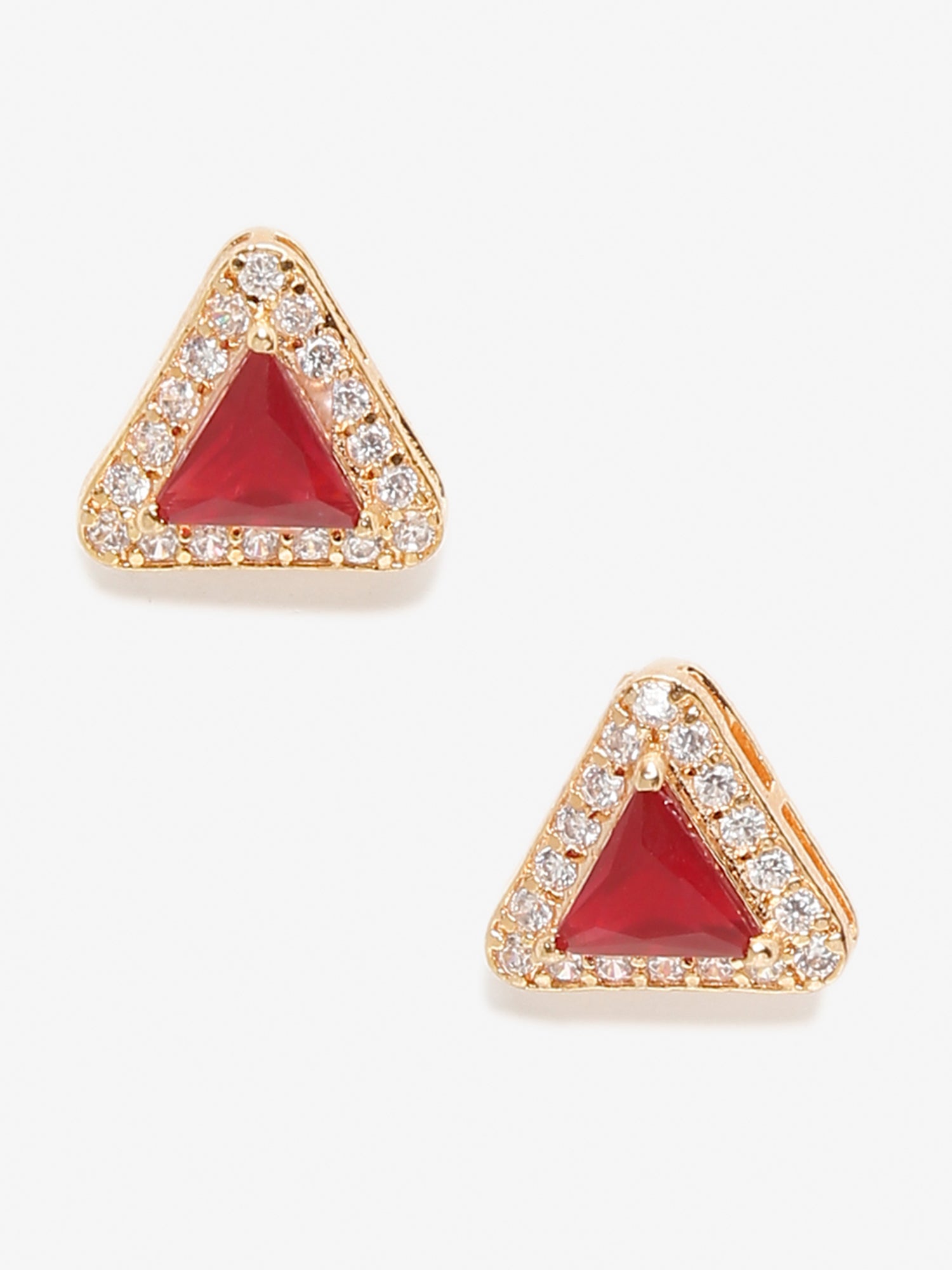 Maroon Contemporary Studs Earrings - Ruby Raang - Distacart