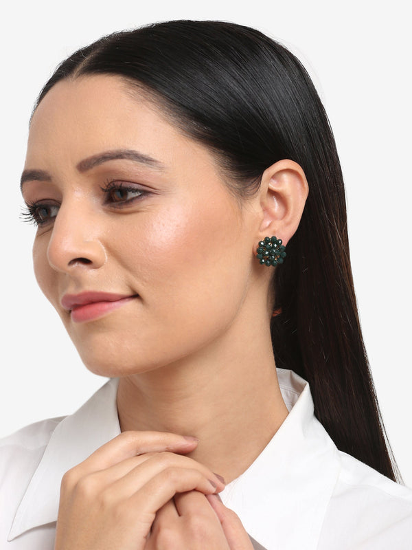 Green Contemporary Studs Earrings - Ruby Raang - Distacart
