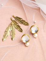 Thumbnail for Gold-Toned Contemporary Studs Earrings - Ruby Raang - Distacart