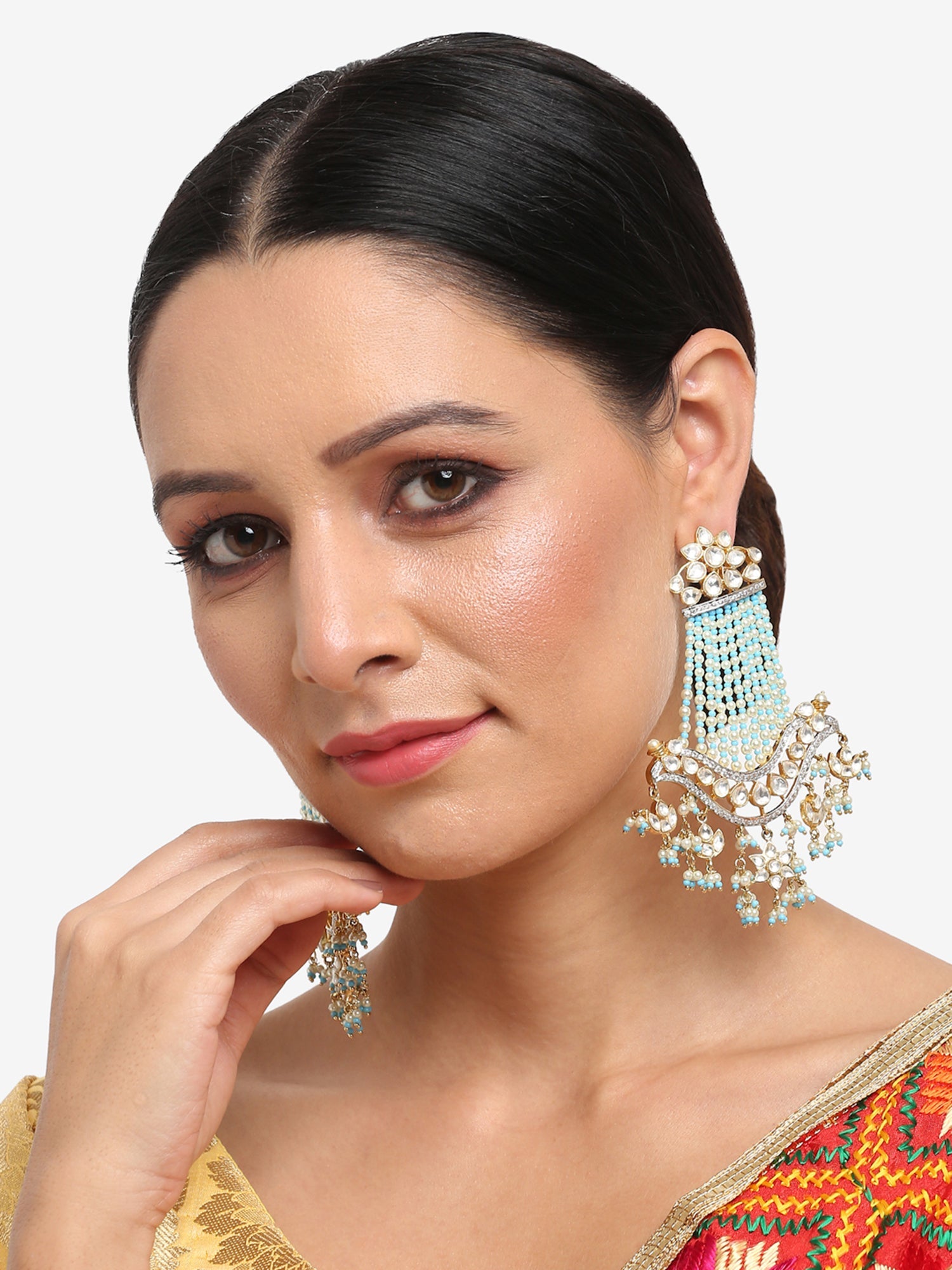 Blue Contemporary Drop Earrings - Ruby Raang - Distacart