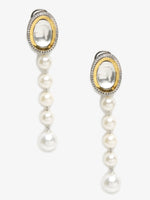 Thumbnail for White Kundan Studded Pearls Drop Earrings - Ruby Raang - Distacart