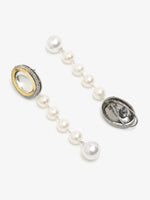 Thumbnail for White Kundan Studded Pearls Drop Earrings - Ruby Raang - Distacart