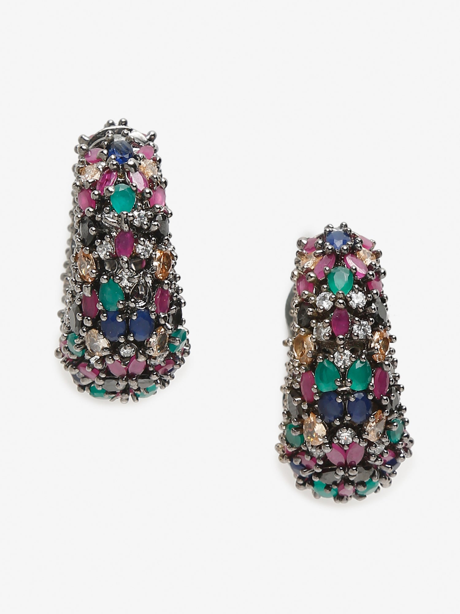 Multicoloured Contemporary Hoop Earrings - Ruby Raang - Distacart