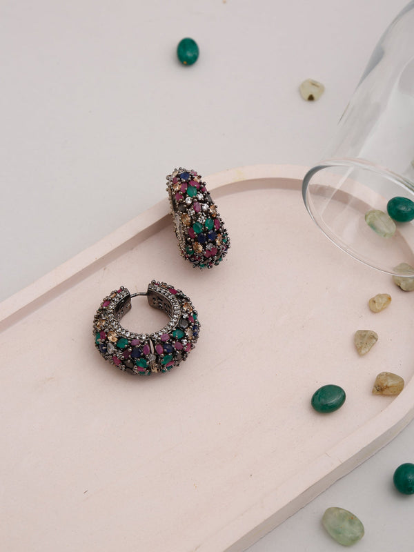 Multicoloured Contemporary Hoop Earrings - Ruby Raang - Distacart