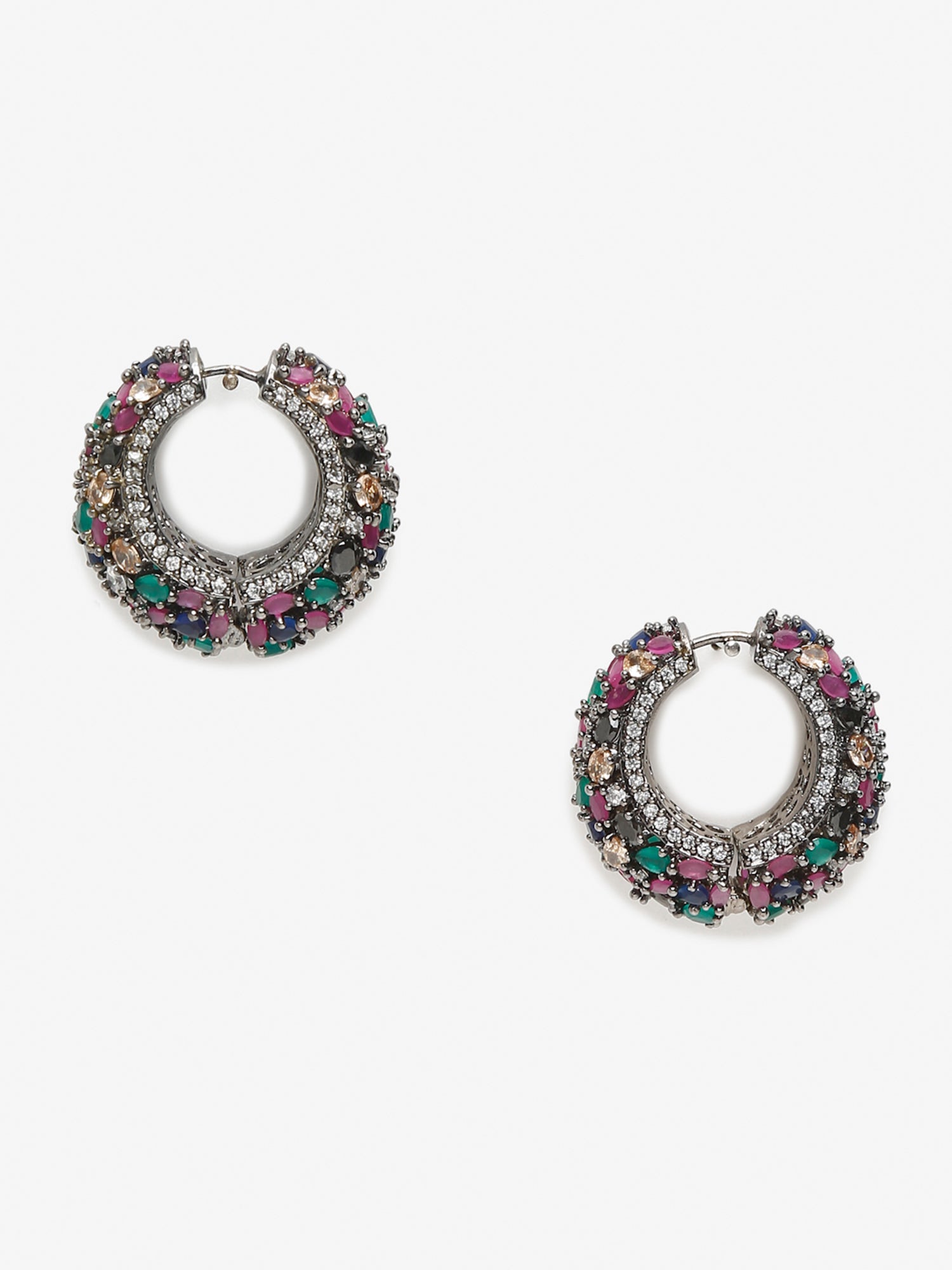 Multicoloured Contemporary Hoop Earrings - Ruby Raang - Distacart