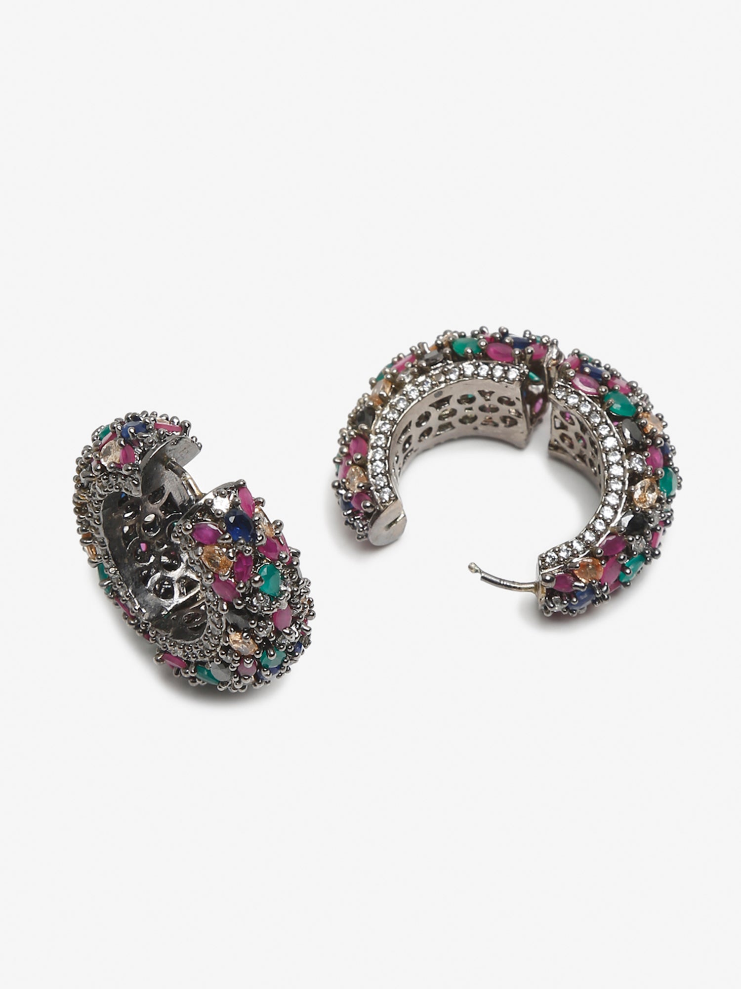 Multicoloured Contemporary Hoop Earrings - Ruby Raang - Distacart
