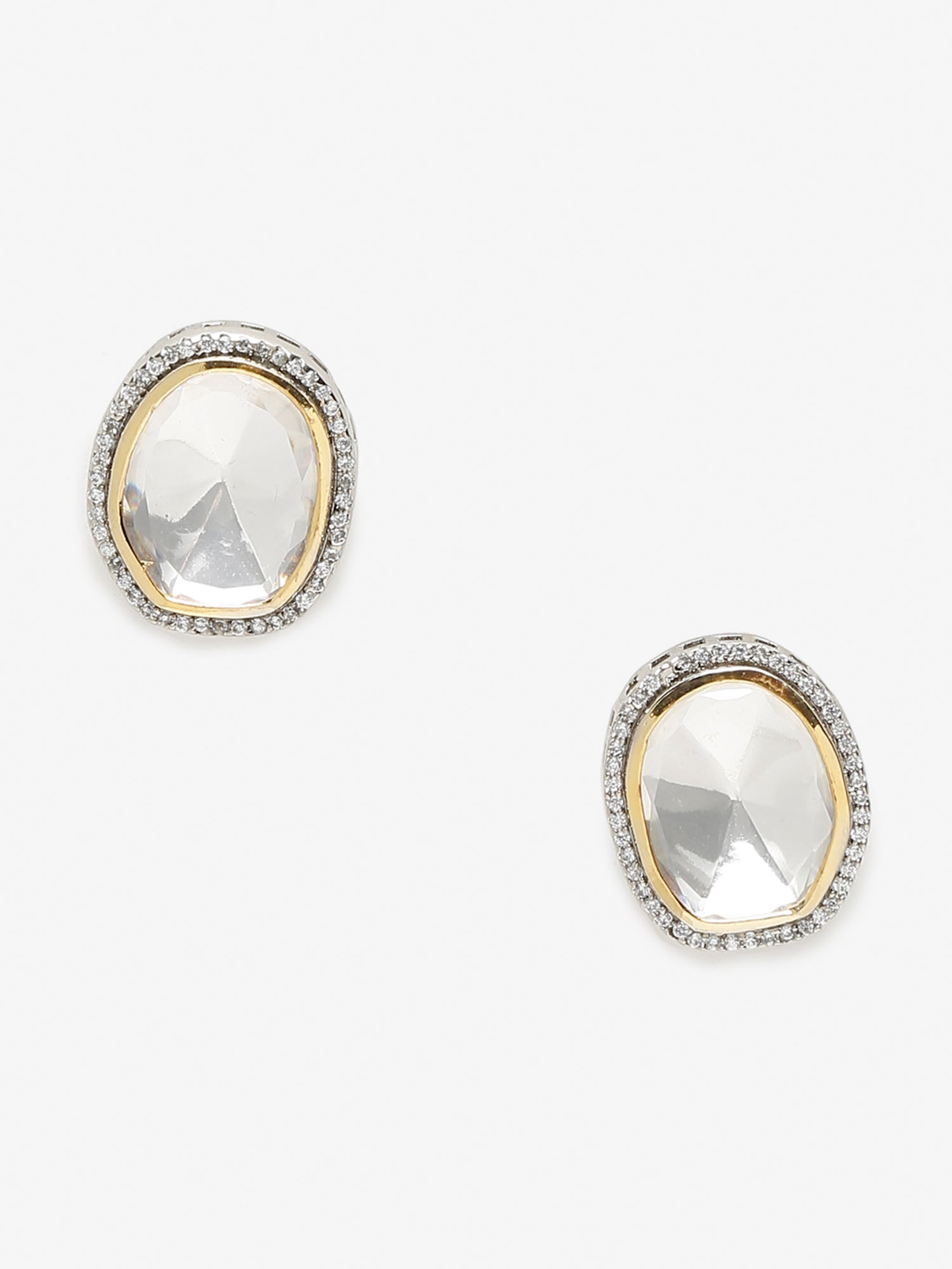 Silver-Toned Contemporary Studs Earrings - Ruby Raang - Distacart