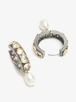 Thumbnail for Silver-Toned White Circular Hoop Earrings - Ruby Raang - Distacart